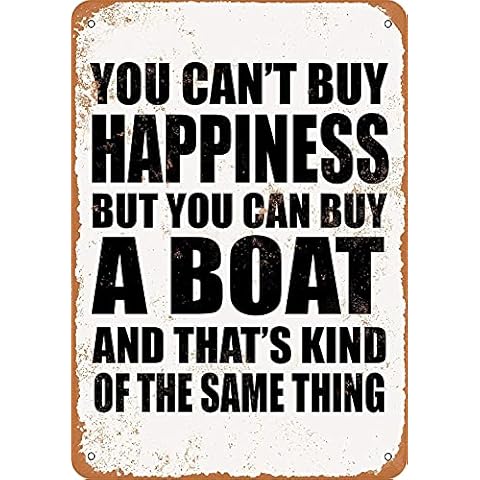 Sokomurg Sign You Can't Buy Happiness BUT You CAN Buy a Boat Funny Art Metal Tin Sign 16x12 inch Bar Pub Indoor Outdoor Wall Decor Gifts for Man Cover