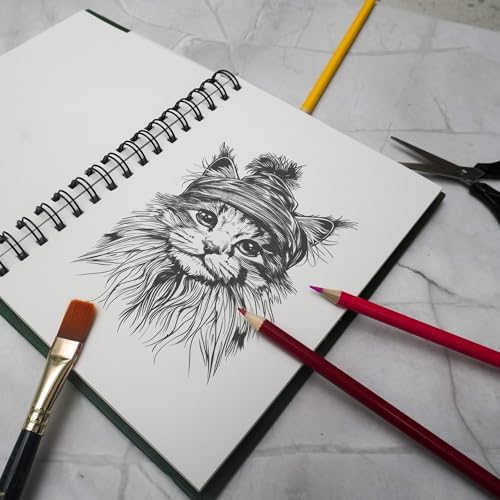 Image of NOTEHOUSE A5 Portrait Spiral Sketchbook (14x21 cm) | 96 Unruled White Thick Pages | Professional Drawing Notebook | Green Hard Cover Art Book for Artists & Students