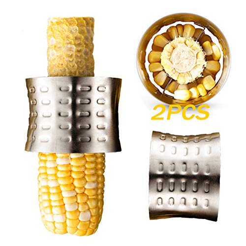 Aidragon 2 Pcs Corn Stripper Stainless Steel Cob Corn Remover Stripping Tool Manual Corn Threshing for Removing Kernels from Fresh Corn