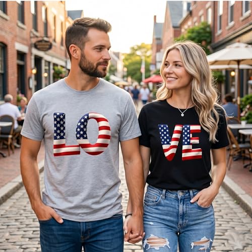 Image of Anniversary Matching Shirts, for Couple, Heart Design T-Shirt Set, Wedding Present, Honeymoon Outfit