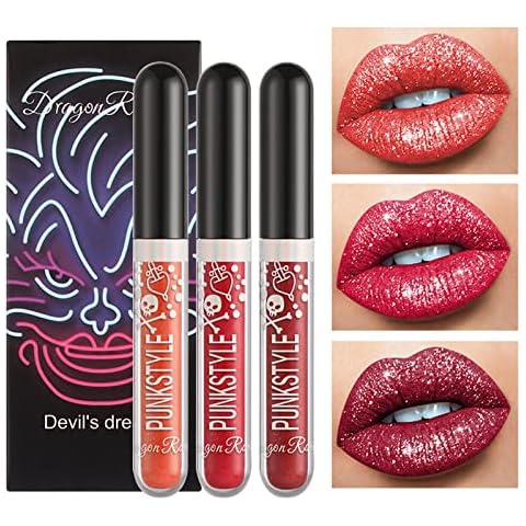 3-teiliges Glitzer Lipgloss Set, 3 Farben Glitzer Lippenstift Cover