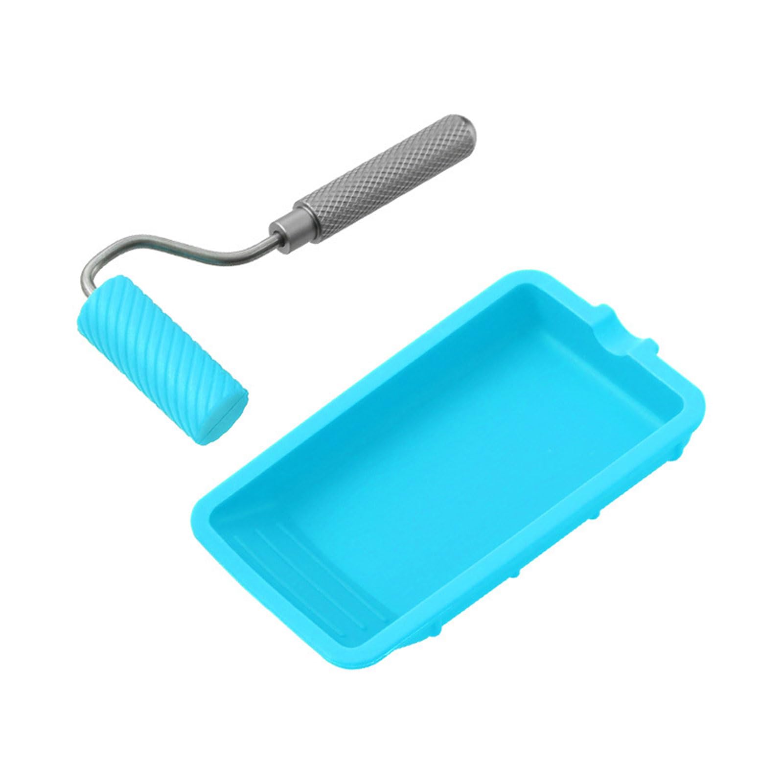 Silicone Crafting Roller with Tray for Large Surfaces Craft Projects Even Adhesive Application Aluminum Handle Adhesive Roller