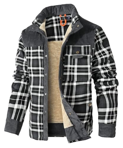 HYPESTFIT Veste Bûcheron Homme Hiver - Veste en Flanelle Doublée Sherpa Chaud, Coupe-Vent avec...