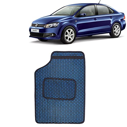 Image of Kingsway Dotted Design Car Floor Foot Mats Universal Fit for Volkswagen Vento, Model Year : 2010-2017, Water and Dustproof, Color Blue, Set of 5 Pieces