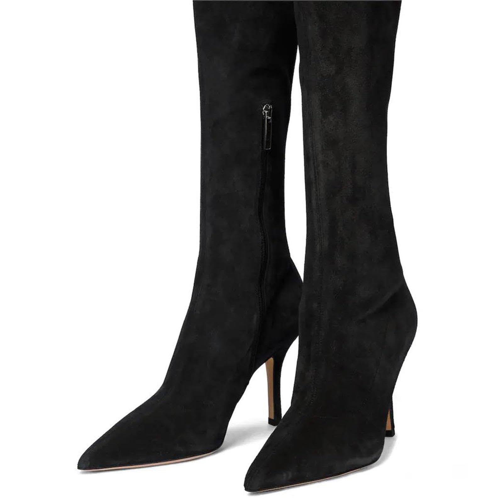 Tacchi Donna Tacchi Alti 10 Cm Stivali alla Coscia Stivali a Punta con Tacco Sottile,Camel-38