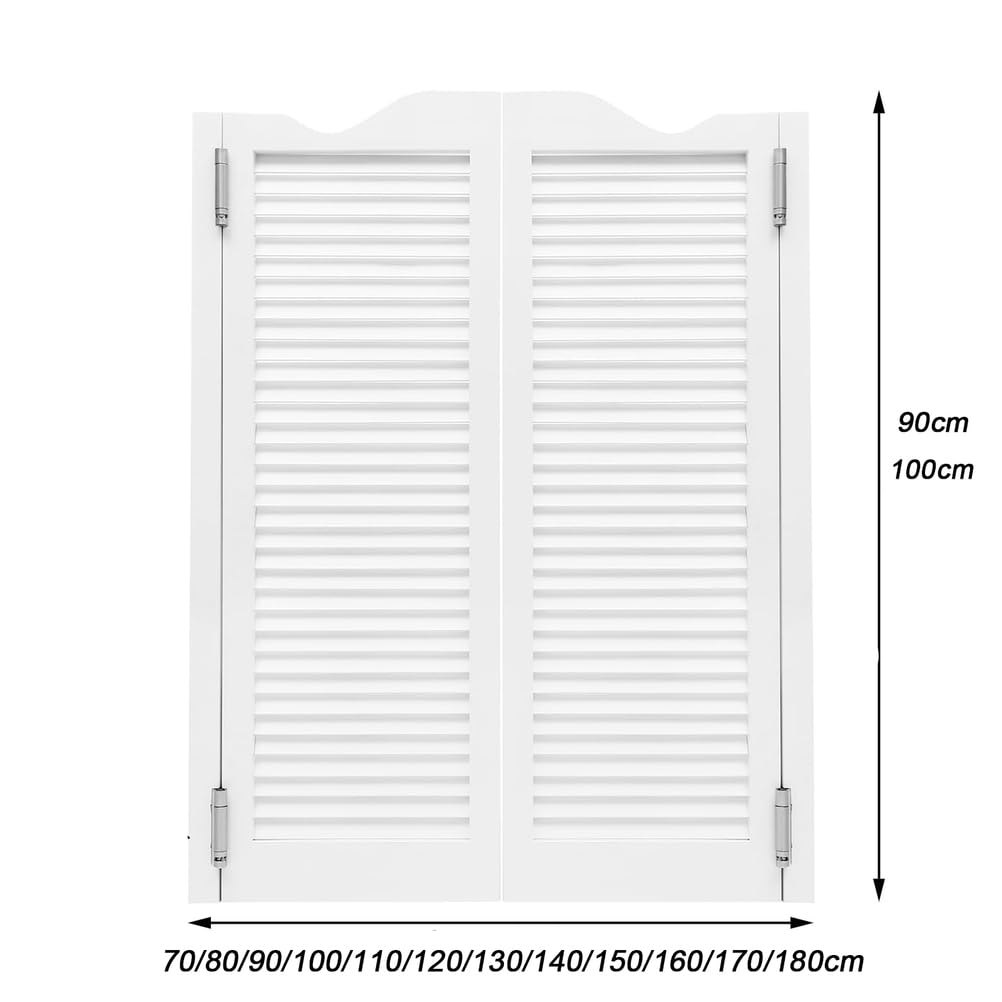 Porta Saloon in Legno, Porte oscillanti Interne caffè Bar Saloon Door, Porta a Battente per Saloon retrò, divisorio per Cucina,Bianca,120x100cm