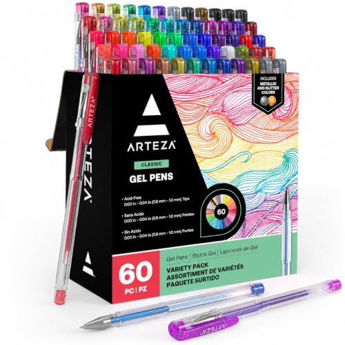 ARTEZA Gel Pens, Set of 60 &ndash; Fine...