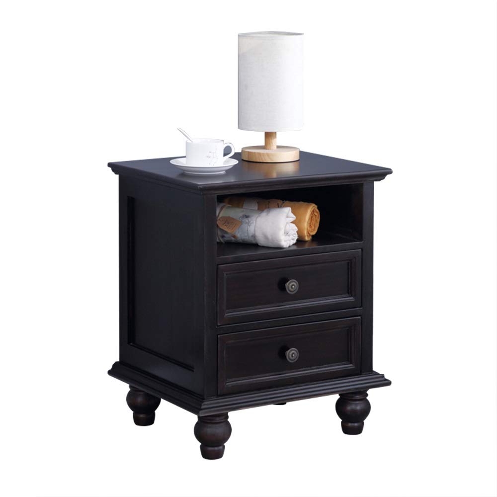 CSQHCZS-CBZ Bedside Side Table Storage Drawer|End Table Coffee Table Night Stand|Paulownia Solid Wood Leg|Metal Retro Handle|Safety Rounded Corner Design|Solid Wood Rail|Simply Install Leg