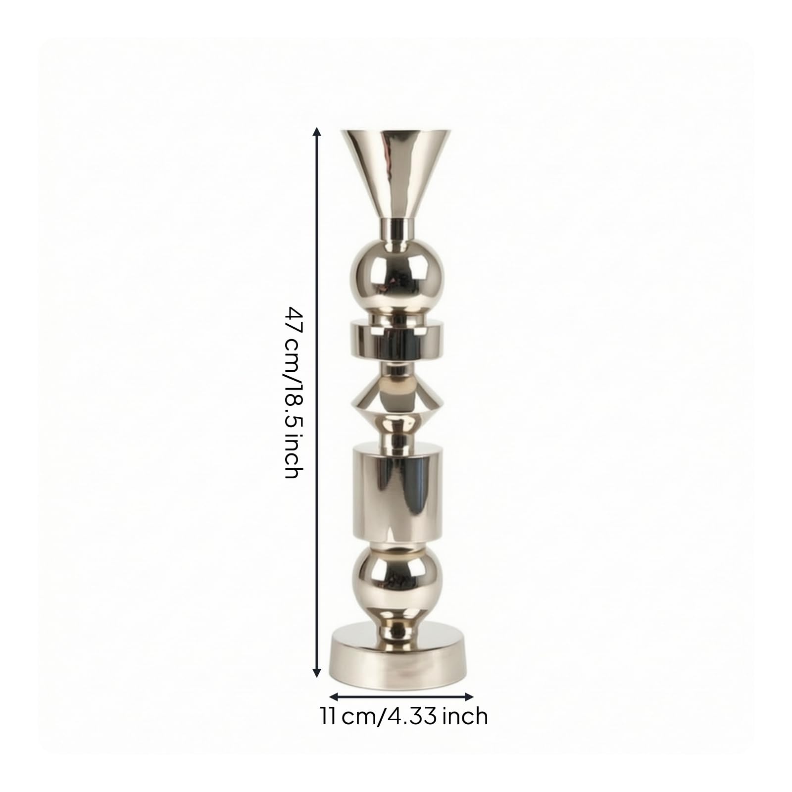 Bougeoir en Aluminium Sculptural Bougeoir avec Base Lestée Métallique Luminaire pour Hôtel, Size to 1, Grand