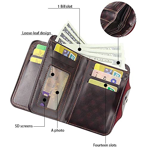 Men PU Leather Short Coin Purse Trifold Wallet Men's Clutch Money Bag Coin Purses Card Holders(Brown)3