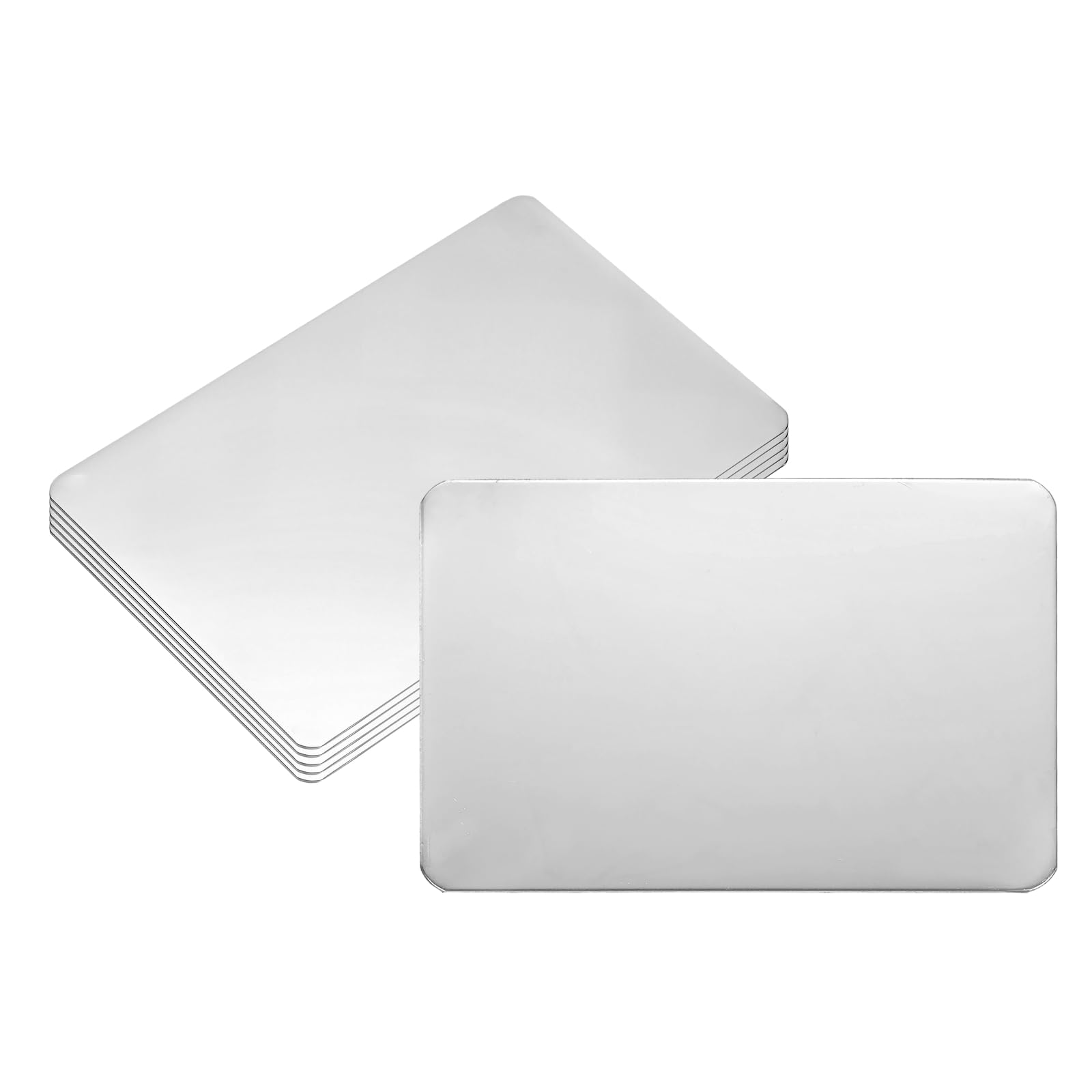 PATIKIL 6Pcs Blank Name Plates, 3.5 x 2.4" Rectangle 304 Stainless Steel Mirror Engraved Plate Custom Laser Engraving Blank for Personalized Nameplate Home Office DIY, Silver