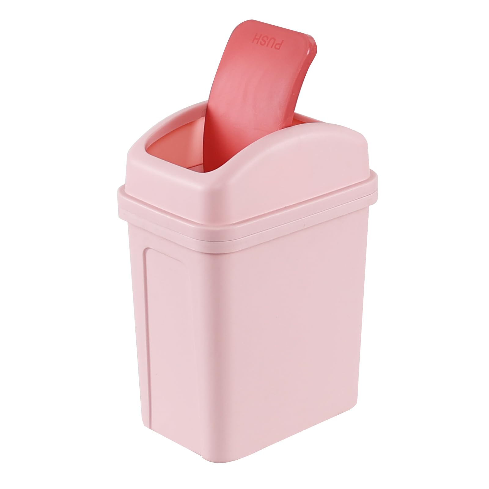 Buyitt 7 L Plastic Small Garbage Bin with Swing Top Lid, Bathroom Trash Can, Pink