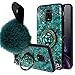 Paillettes Coque Compatible avec Xiaomi Redmi Note 9S, Brillante Diamant Strass Silicone TPU Souple Antichoc Étui avec Anneau Support Ultra Mince Glitter Marbre Housse pour Xiaomi Redmi Note 9S,Vert