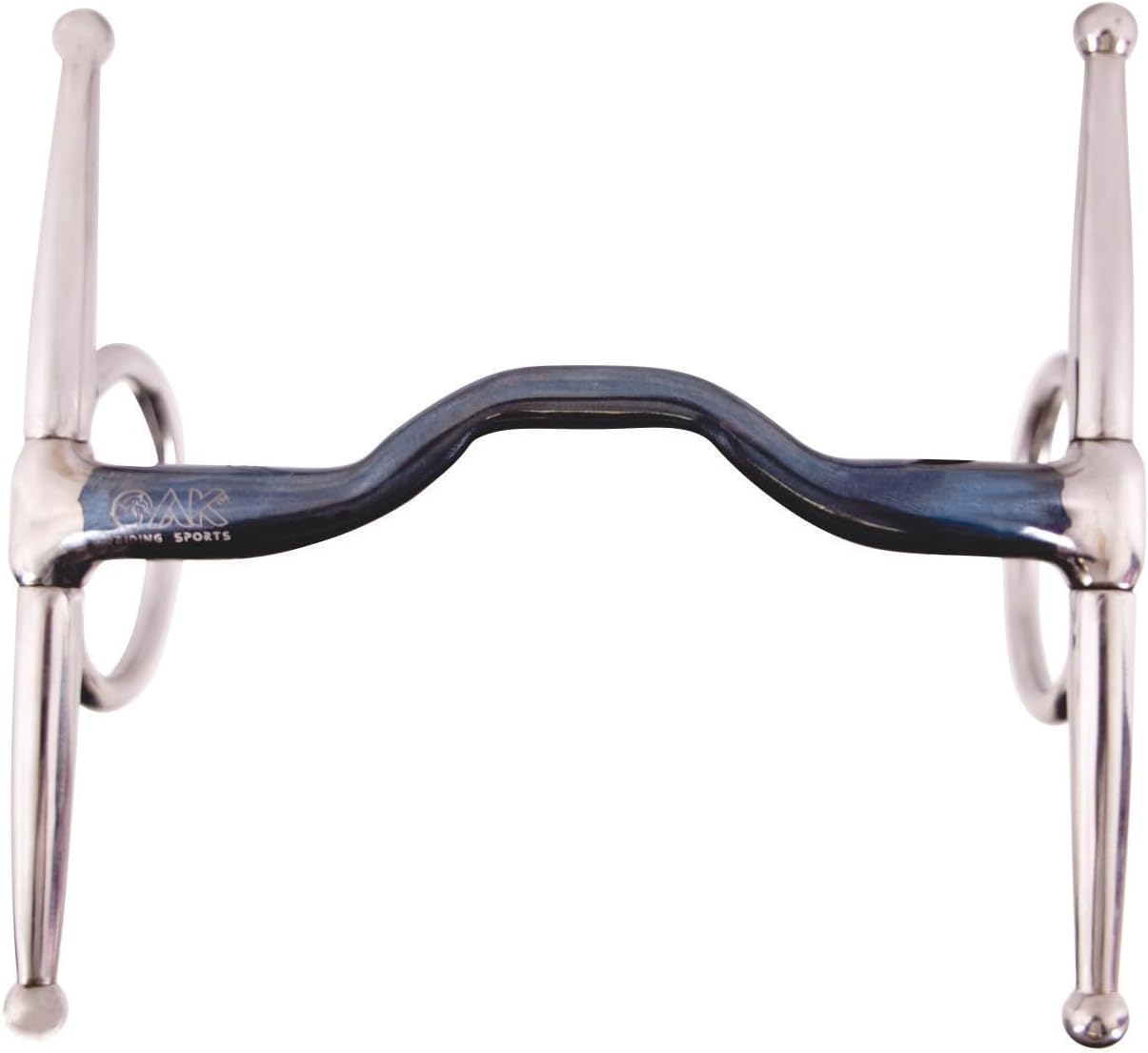 AK Blue Silver Full Cheek Ported Sweet Iron Solid Mouthpiece Horse Bit – Tongue Relief, Enhanced Control, Stainless Steel Cheeks – AKRS-102648