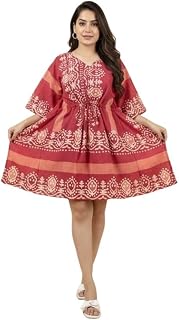 Women Printed Kaftan Dress | Stylish Loose Fit Beach Cover Up Dress | Casual Resort Wear Tunic Dress for Vacation, Travel... Price In India