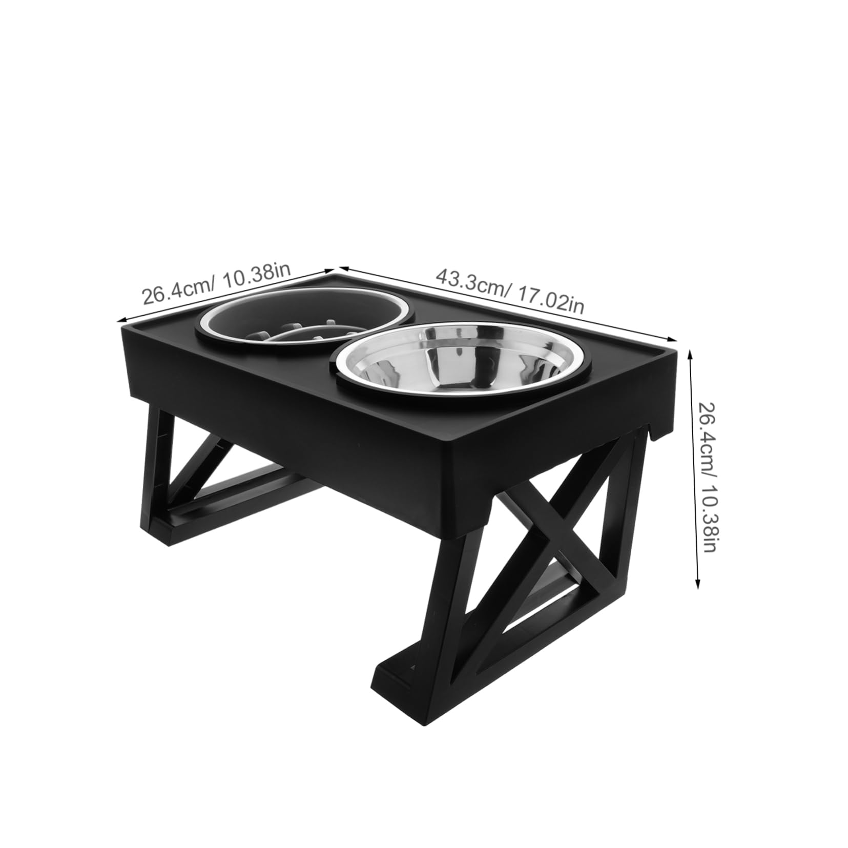 GRIRIW Elevated Kitten Bowl Stainless Steel Slow Feeder Dual Bowl Design for Cats and Dogs Pet Food Water