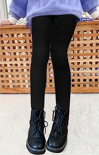 KSK KAISHEK Girls' Winter Stretch Warm Thick Fleece Lined Leggings Full Length Comfortable Tights Pants 4-13 Years3
