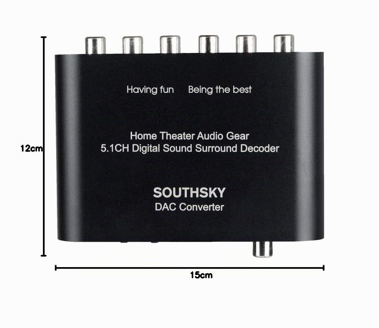 SOUTHSKY 5.1CH Convertidor de Audio para Amplificador Antiguo de Sonido Surround, Digital SPDIF Óptico Coaxial a 6 RCA Analógico, Soporta Decodificador Dolby AC3 DTS, Cine en Casa de 5.1 Canales