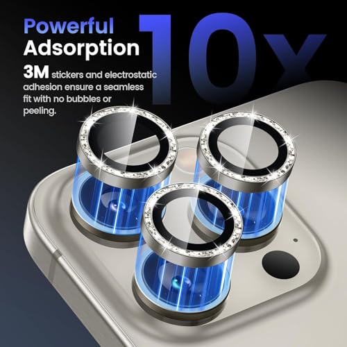 Image of Diamond Mobile Camera Lens Protector Compatible for iPhone 16 Pro & iPhone 16 Pro Max Silver
