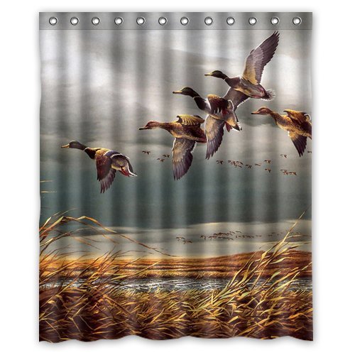 Shower Curtain Mallard Ducks Fly in Sky Polyester Bathroom 60(W) x72(H) Comfortable for Life - //coolthings.us