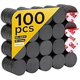 Strong Ceramic Round Magnets With Adhesive Backing (0.7x0.12'/18x3mm, 100 pcs) - Heavy Duty Sticky Magnets, Non-Corrosive, Versatile For Home, Office, Workshop, Whiteboard, Fridge And Hobby Use