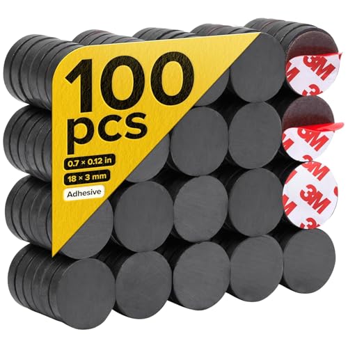strong ceramic round magnets with adhesive backing 07x0123418x3mm 100 pcs - heavy duty sticky magnets non-corrosive versatile for home office workshop whiteboard fridge and hobby use
