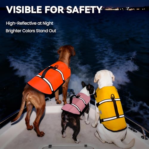 VIVAGLORY Rip Stop Schwimmweste Hund, Hundeschwimmweste, Schwimmhilfe & Auftrieb, Rettungsweste Hund für Bootfahren, XXS, Kirschblütenrosa