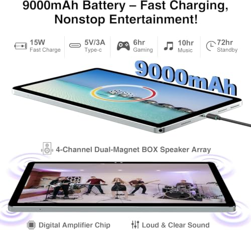 Image of 2026 11 inch Android Tablet with Gemini AI, 2-in-1 Tablet with Keyboard and Pen, 18GB RAM 128GB ROM 1TB Expand, 2K Display Octa-Core, 13MP Camera 9000mAh Battery, GPS Face ID, Quad Speakers