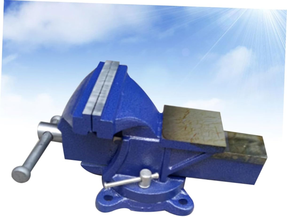 Heavy Duty Mini Flat Table Vise Portable Manual Bench Clamp for Woodworking Jewelry Crafting and Light Projects Durable Steel Construction Blue
