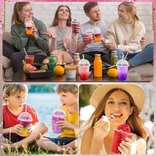 Ninehaoou Wiederverwendbare Glitzer-Kunststoffbecher mit Kuppeldeckel, abnehmbarer Löffel, Strohhalme, wiederverwendbar, für Slushy Smoothie, Halloween, Weihnachten, Erntedankfest, Partyzubehör, 6 – Bild 7