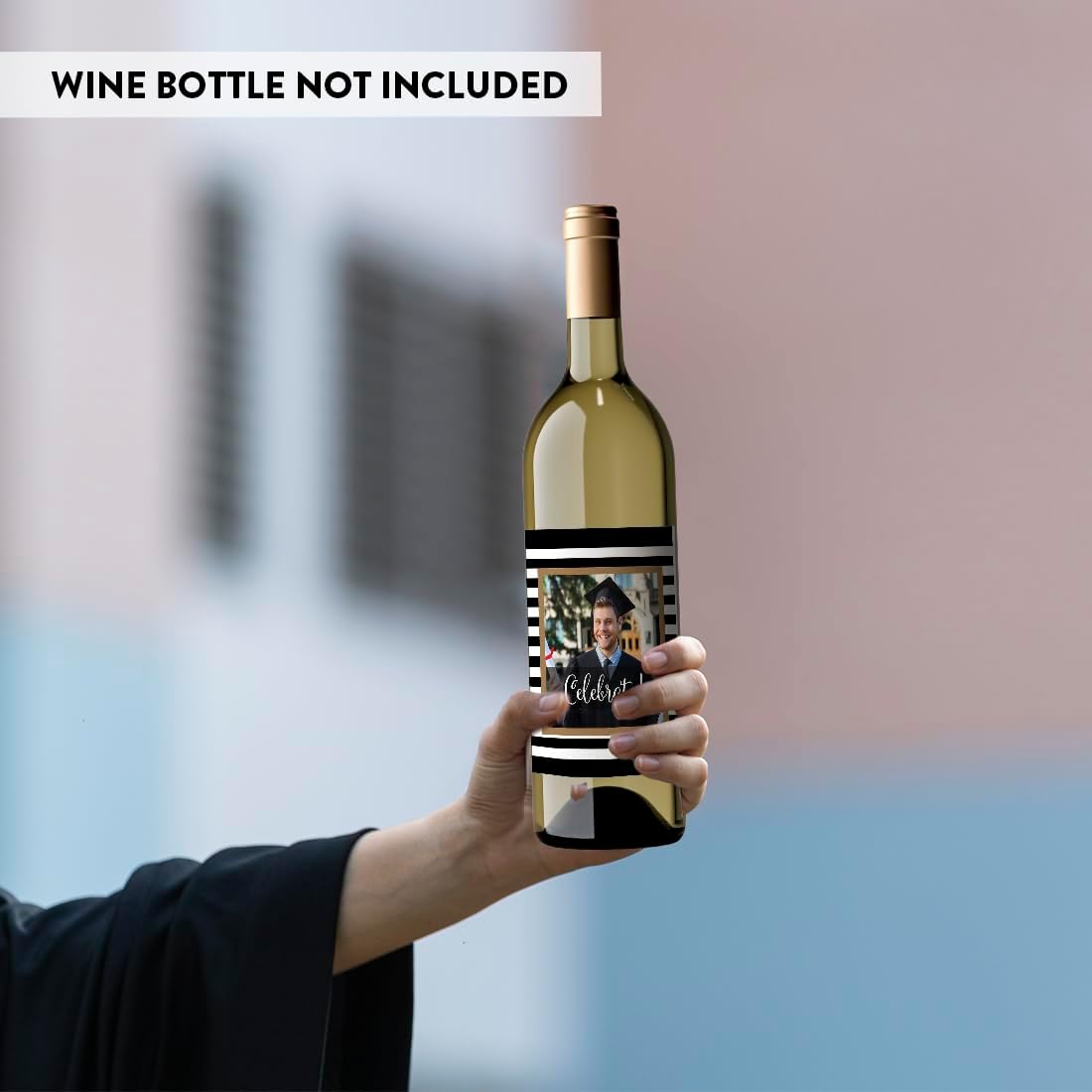 Andaz Press Personalized Graduation Photo Party Collection, Wine Bottle Labels, 20-Pack, Custom Image
