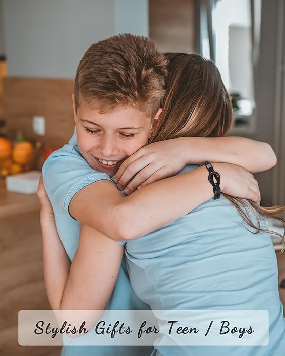 Geschenk für 10 Jährigen Jungen - Geburtstags-Armband für Jungen, Schwarz Geflochtenes Seil mit Verschluss