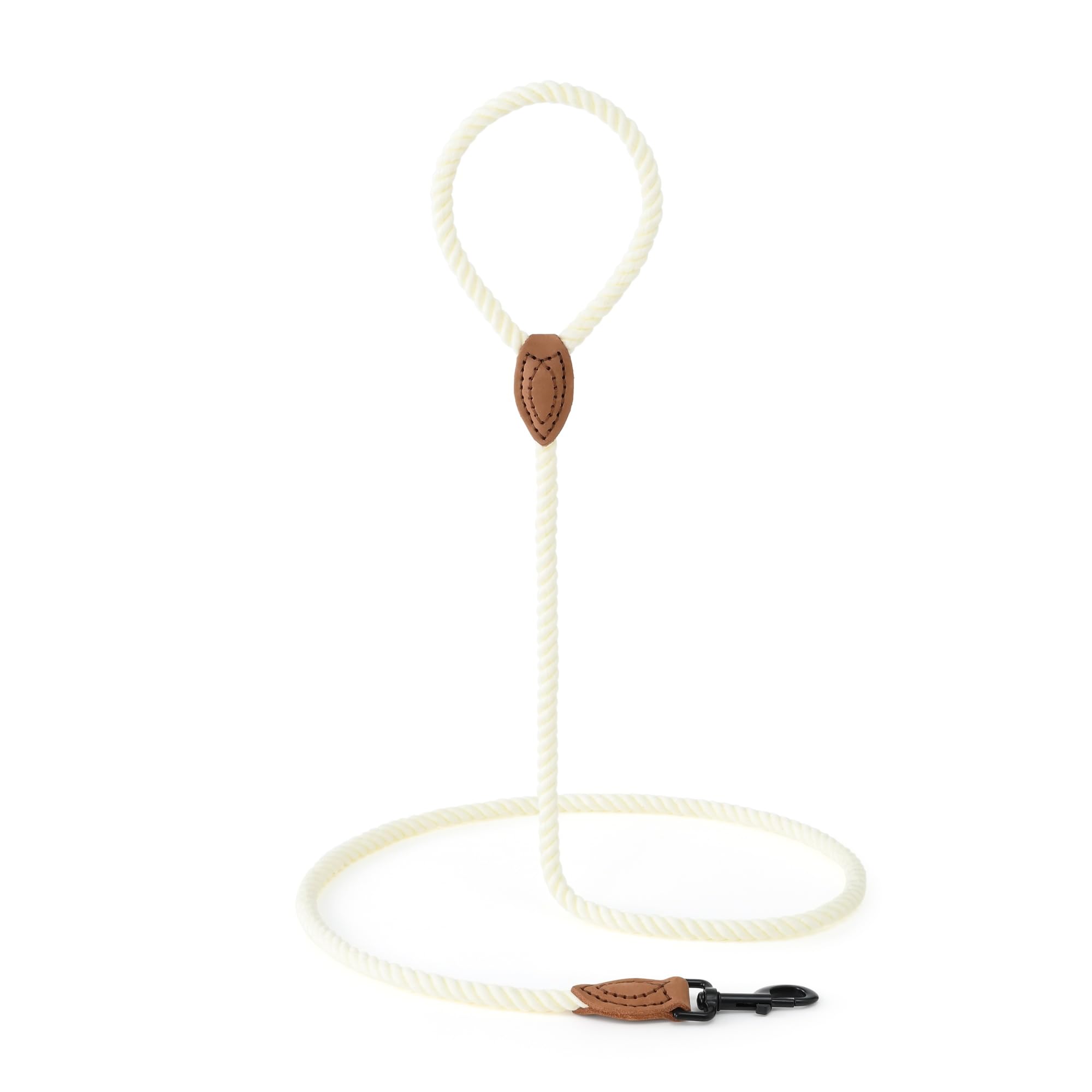 leash Braided Cotton Rope Braided Cotton Rope with Leather Tailor Tip, Heavy Duty Metal Clasp, 4FT, 1/2" Thick, Wedding - Image 2