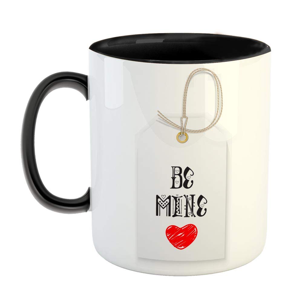 FurnishFantasy Be Mine Ceramic Coffee Mug - Best Gift for Husband, Boyfriend, Girlfriend, Wife, Valentine Day Gift - Black (0956)