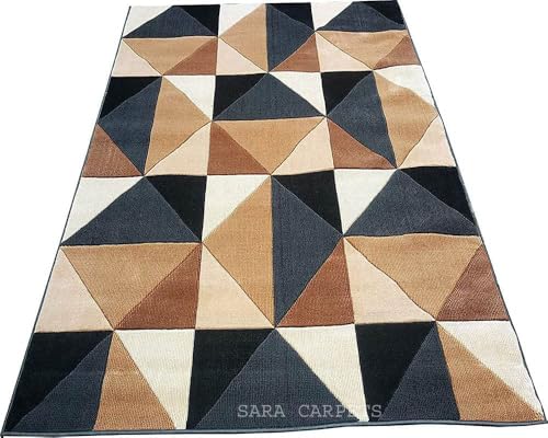 Image of Soft Thick Geometric Acrylic Washable Anti Skid Carpet. for Living Room Bedroom. Hall Size 6 x 8 feet (150X210 Cm) Multi D24