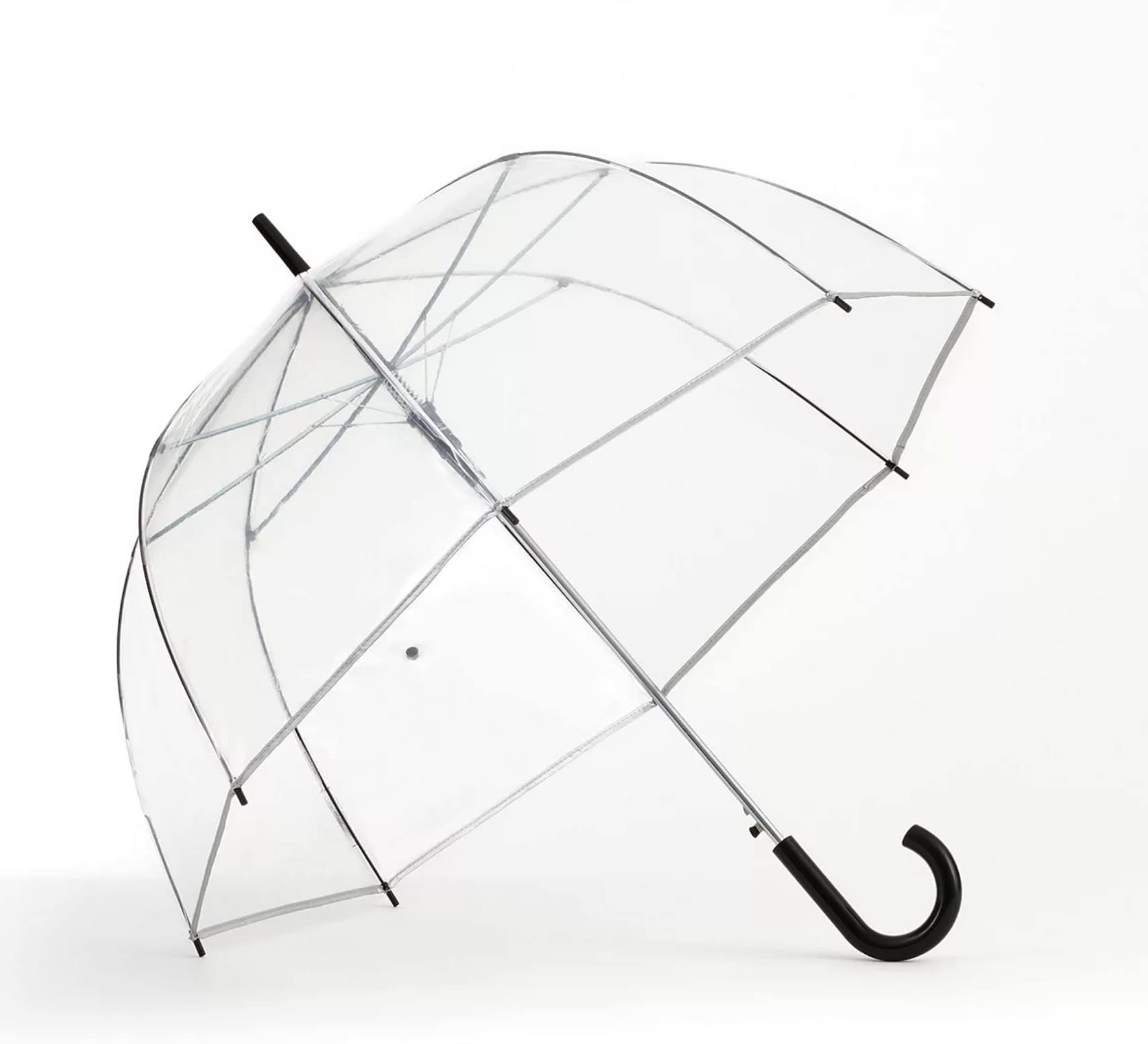 Gothika Clear/Black Bubble Umbrella: Elegant Dome-Shape for Ultimate Hair & Makeup Protection, Wind & Rain Resistant - Full Automatic Open - Transparent Design for Unobstructed View