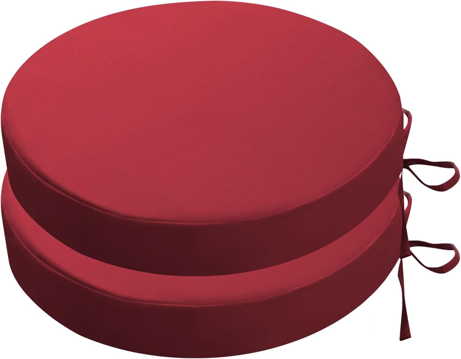 Lot de 2/4 Galette de Chaise Ronds d'extérieur de Jardin Imperméables avec Attaches - 40/45/35cm Carrés Coussins de Siège épaisseur 5cm for Patio, Cuisines, Salle à Manger(Red,45x5cm(2pcs))