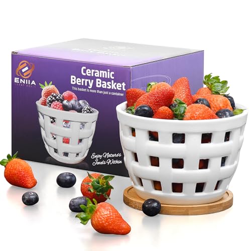 Eniia 0001 Ceramic Berry Basket,Round Fruits Bowl cover