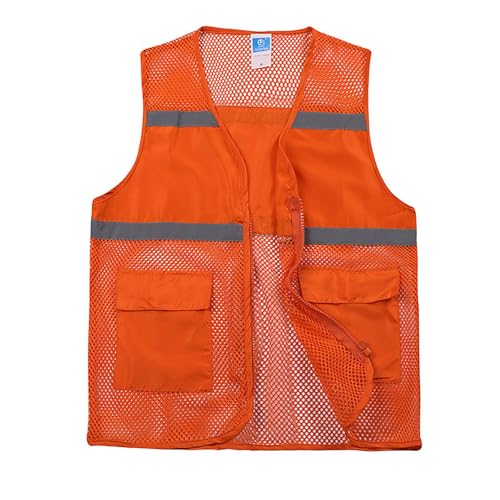 Genérico Chaleco Reflectante De Malla Transpirable para Hombre con Diseño De Seguridad Vial (Orange, XXL)