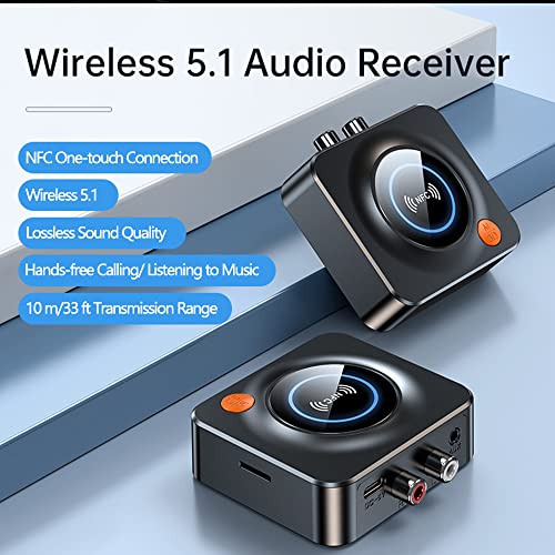 Riloer Nfc Bluetooth 5.1 Audio Receiver 3.5Mm/0.14In Aux Rca Stereo Music Wireless Adapter Tf Card Playback Rca Stereo Music Wireless Audio Adapter 3D Stereo Music Wireless Adapter #TOP4