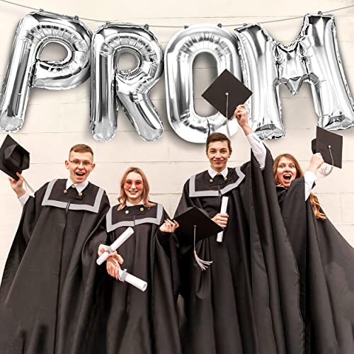 Image of Prom 2026 Balloons Silver 40 Inch Giant - Prom 2026 Decorations Decor for Graduation Party Foil Mylar Balloons Banner Sign
