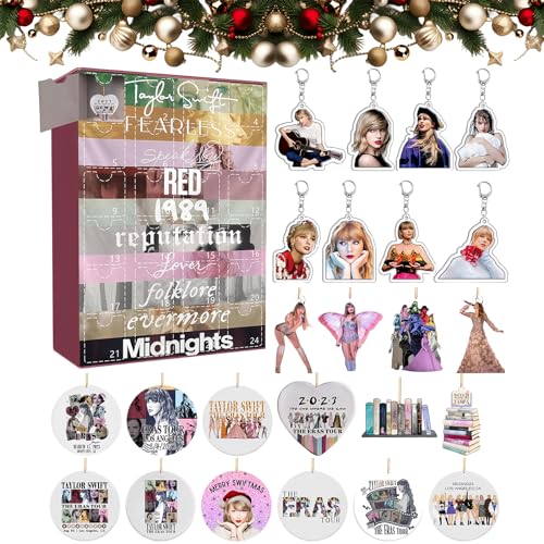 Advent Calendar 2023, Creative Blind Box Beautiful Advent Calendar, Contains 24 Pieces of Acrylic Decorative Gifts, Holiday Countdown Calendar for Children Adult Fans (Style F)