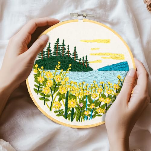 Image of DIAMOND DOTZ Mountain Lake Embroidery Kit - 5.0 inch