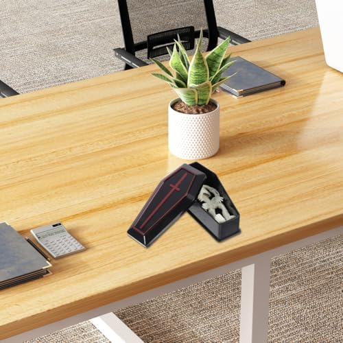 517NvjJrUlL._AC_ Garneck 2 Sets Miniatur-Sarg und Skelett für Halloween-Dekorationen, lustige Streich-Requisiten für Partys, realistische kleine Sarg-Dekoration für gruselige Feiern