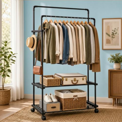 Image of LEOPAX Metal Coat Rack Freestanding 12 Hook Tree Shape Clothes Stand for Bedroom Living Room Entryway Hallway, Space Saving Garment Hanger Rack for Coats, Bags, Hats & Scarves - Black