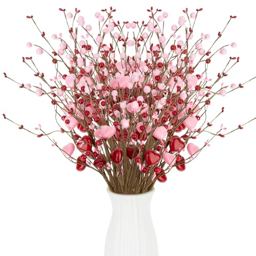 RAINFLOW 6PCS Artificial Red Berry Stems...