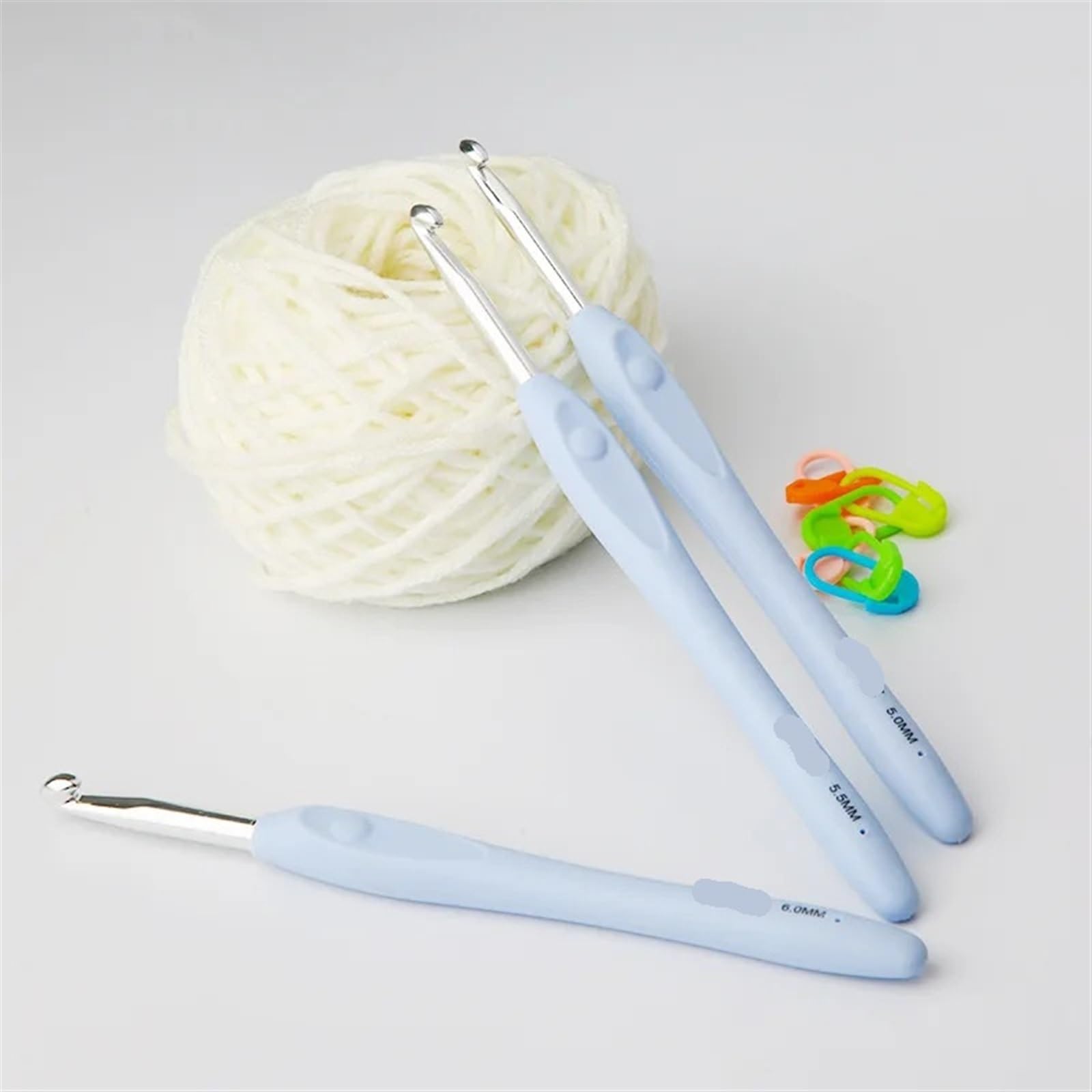 Ganchillo Set Gancho de Crochet de 1,5 a 6,0 mm, Mango Suave de TPR, Gancho de Aluminio, Agujas Lisas, Herramienta for Tejer a Mano, Accesorios de Costura DIY