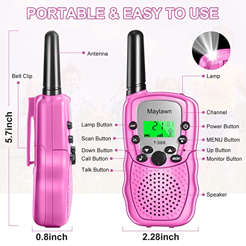 Maylawn Walkie Talkies for Kids, Toys for 3-12 Year Old Boys & Girls, Walkie Talkies 2 Packs, 8 Channels 2 Way Radio Toy, 3km Range for Outdoor Camping Hiking & Indoor Activities - Image 7