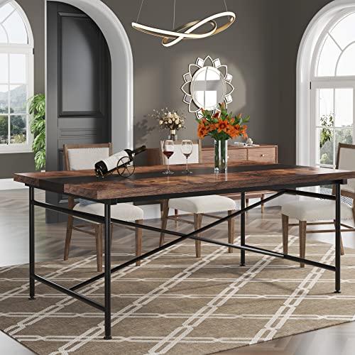 Tribesigns Dining Table Kitchen Table For 6, Industrial Rectangular Wood Table With Steel Legs Metal Frame, Wood Kitchen Table For Dining Room, Home Furniture (Rustic Brown & Black) #TOP4