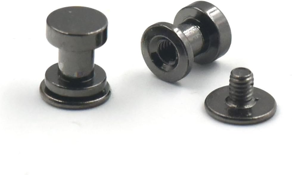 50 Sets 6x7mm Brass Head Button Stud Screwback For Rivet Leather Screw Chicago nail Nickle-Black by Head Button Stud Screwback Chicago nail